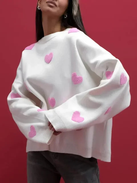 Abigail - Heart Pattern Knitted Sweater