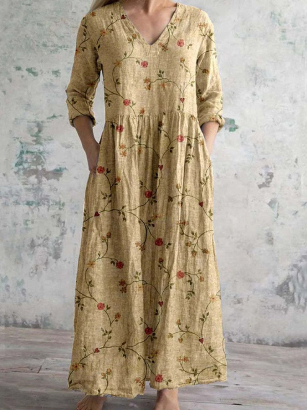 Celestine - Vintage Floral Print Maxi Dress
