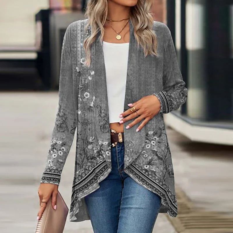 Jolindra - Lightweight Floral Open Neck Cardigan