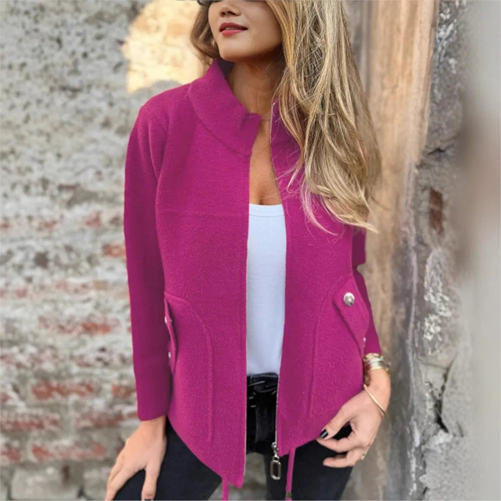 Alveria - Women's winter jacket with high collar and stylish pockets