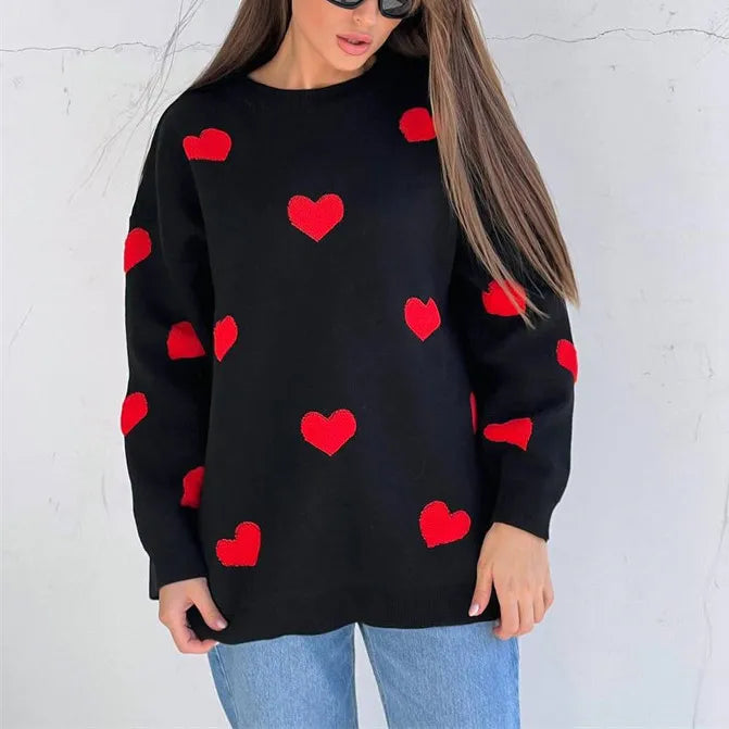 Abigail - Heart Pattern Knitted Sweater