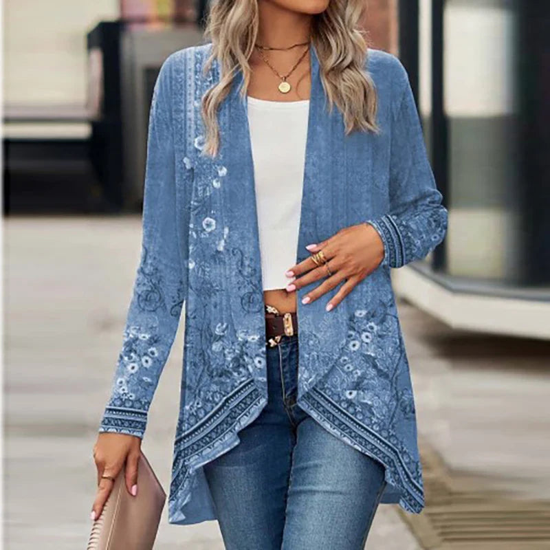 Jolindra - Lightweight Floral Open Neck Cardigan