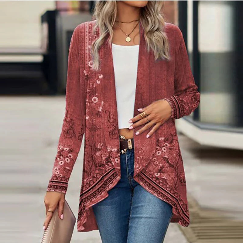 Jolindra - Lightweight Floral Open Neck Cardigan
