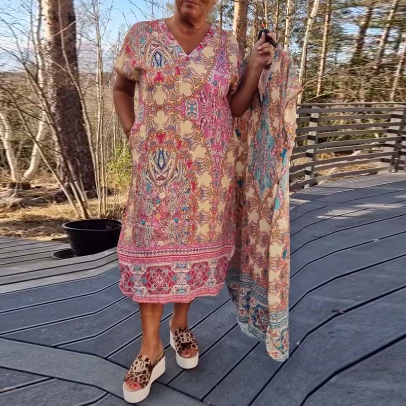 Ailina - Printed V-neck dress