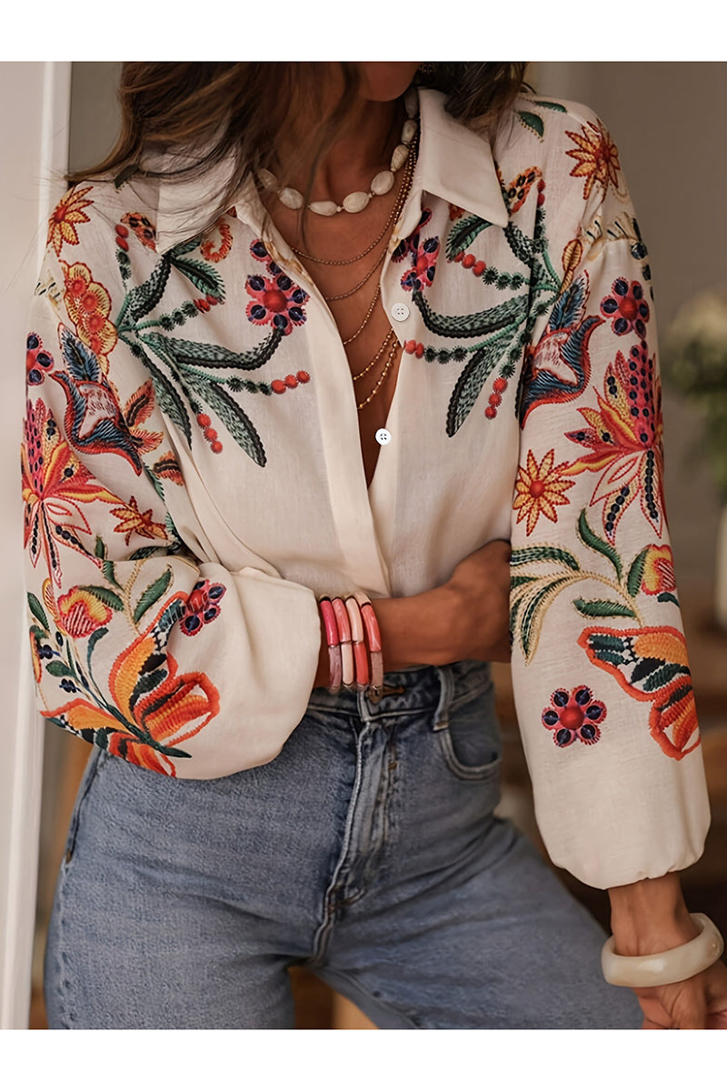 Fabienne - Embroidered Floral Shirt – A Hint of the Mediterranean in Every Detail