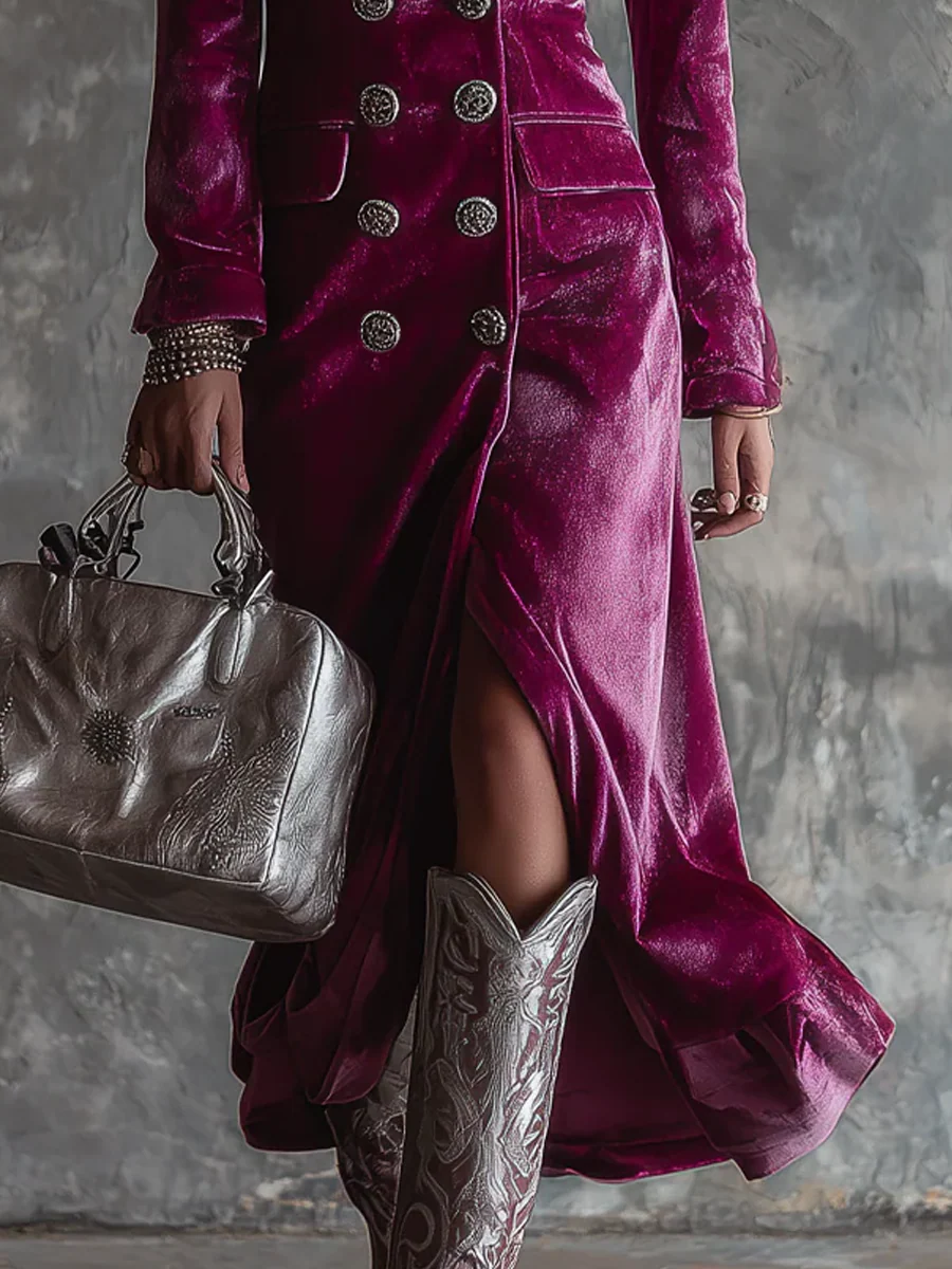 Helavine - Elegant Velvet Long Blazer Dress