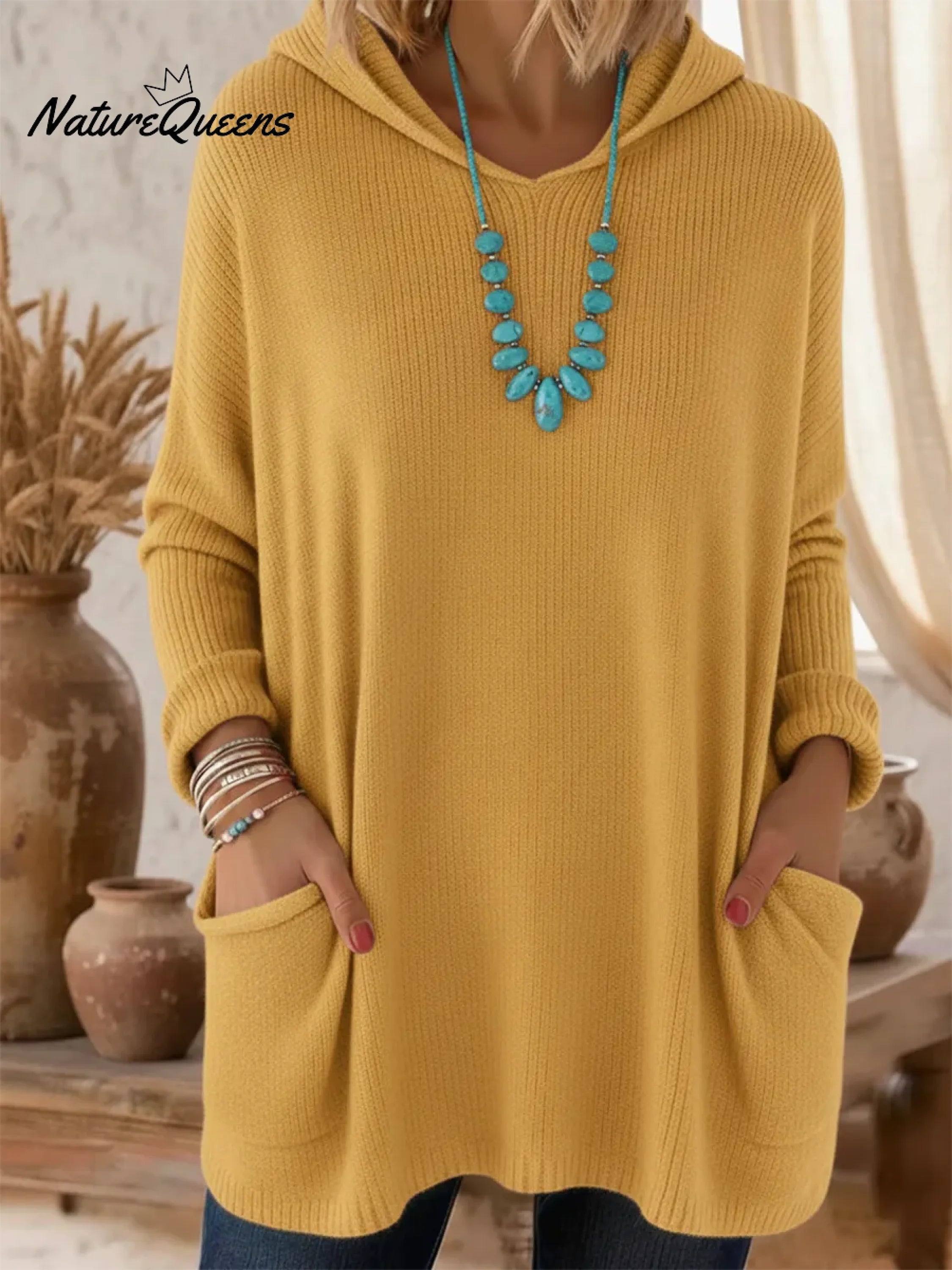 Fioranelle - Soft Hooded Sweater with Pockets