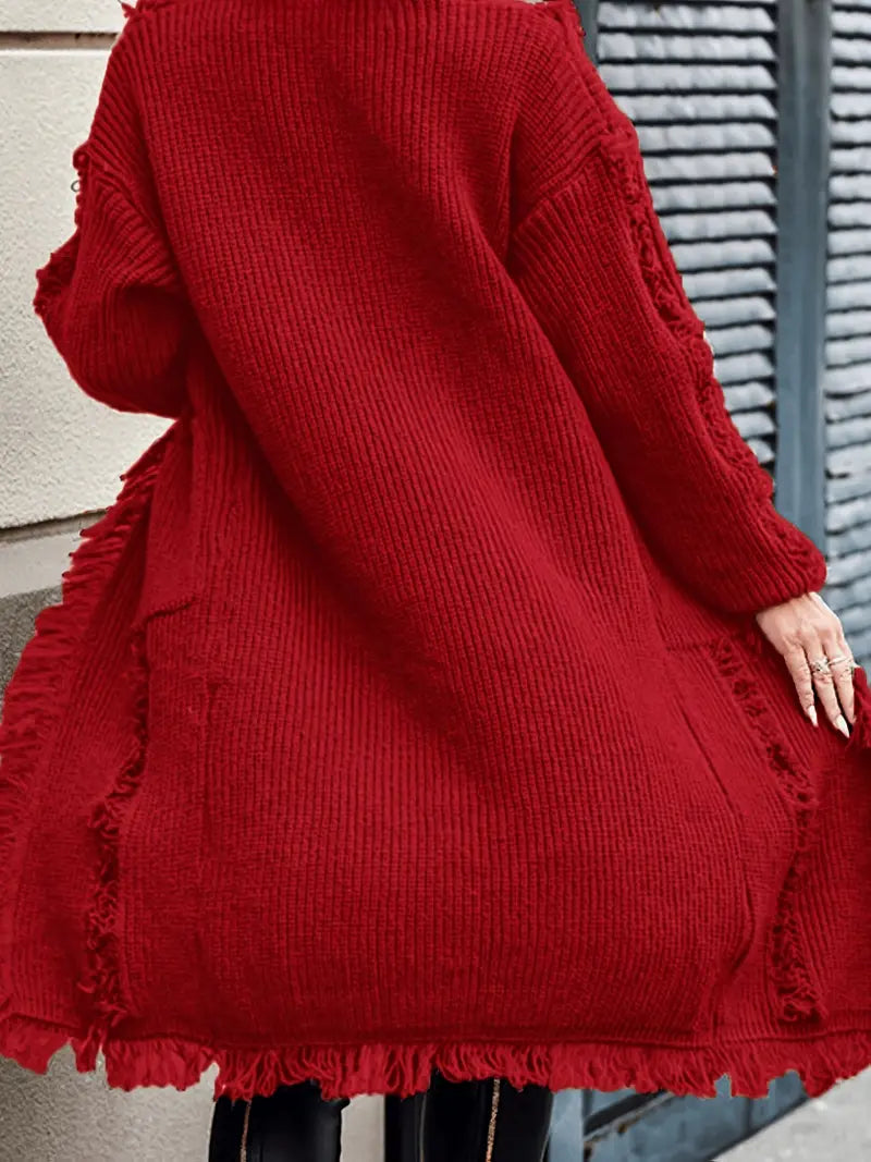 Reine - Long Fringed Cardigan - Casual and Trendy Style