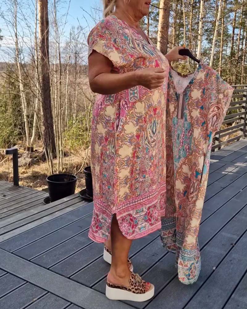 Ailina - Printed V-neck dress