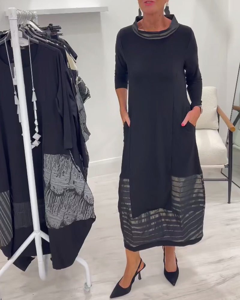 Doralynae - Elegant Dress with Contrasting Panels