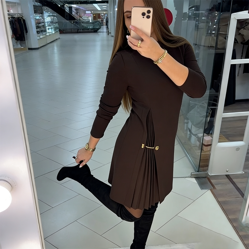 Mariselyne - Elegant Dress with Asymmetrical Pleated Detail