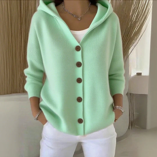 Julot - Women's cotton cardigan, plain, comfortable and casual, with long sleeves