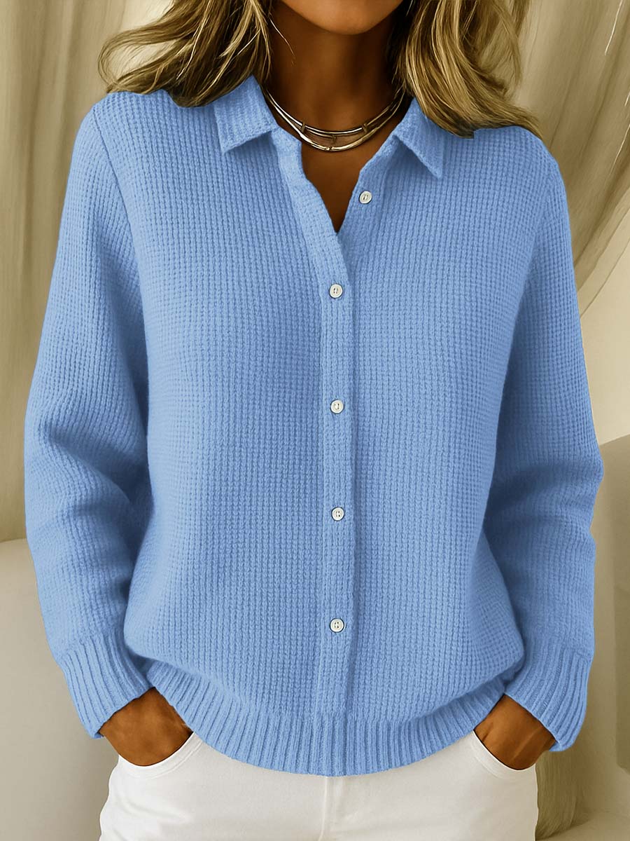 Rhosalyn - Chic Shirt Collar Cardigan with Long Sleeves