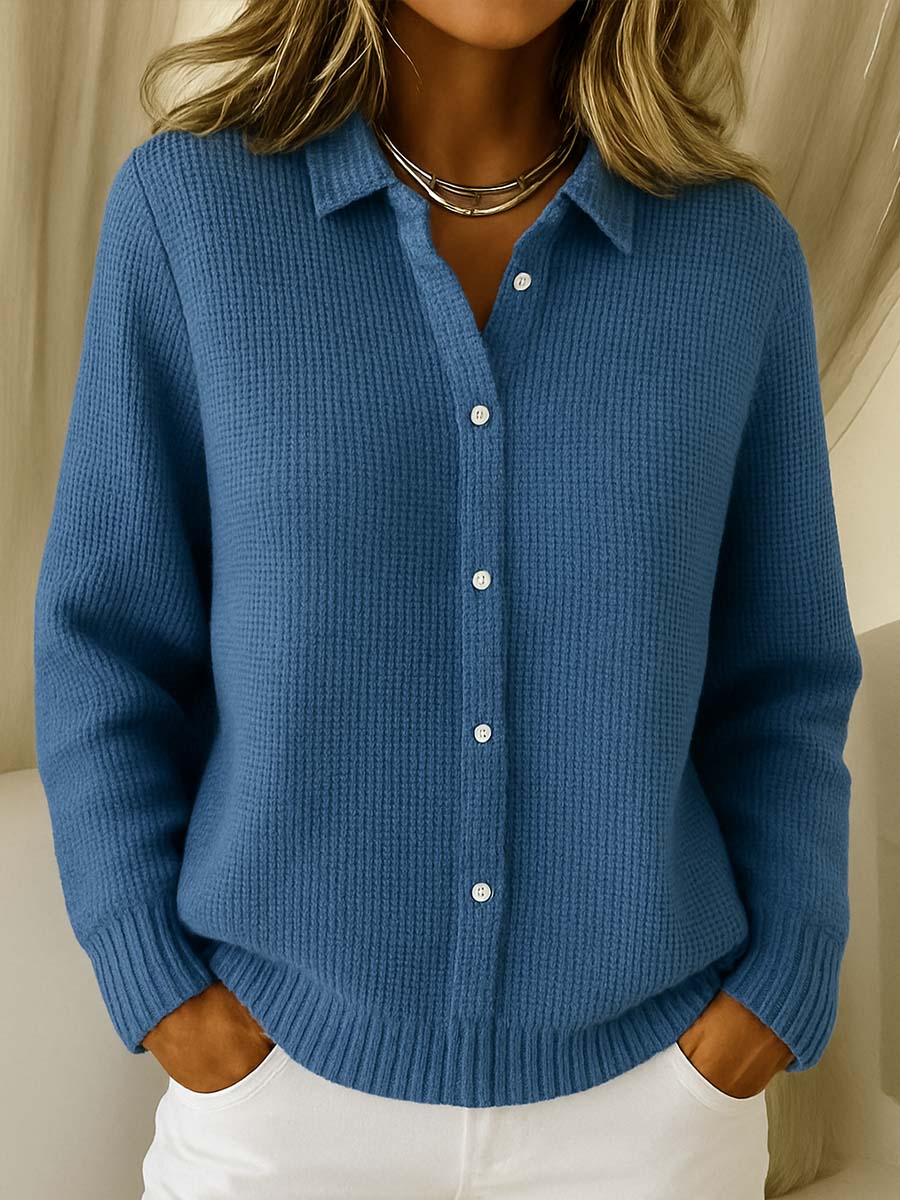 Rhosalyn - Chic Shirt Collar Cardigan with Long Sleeves