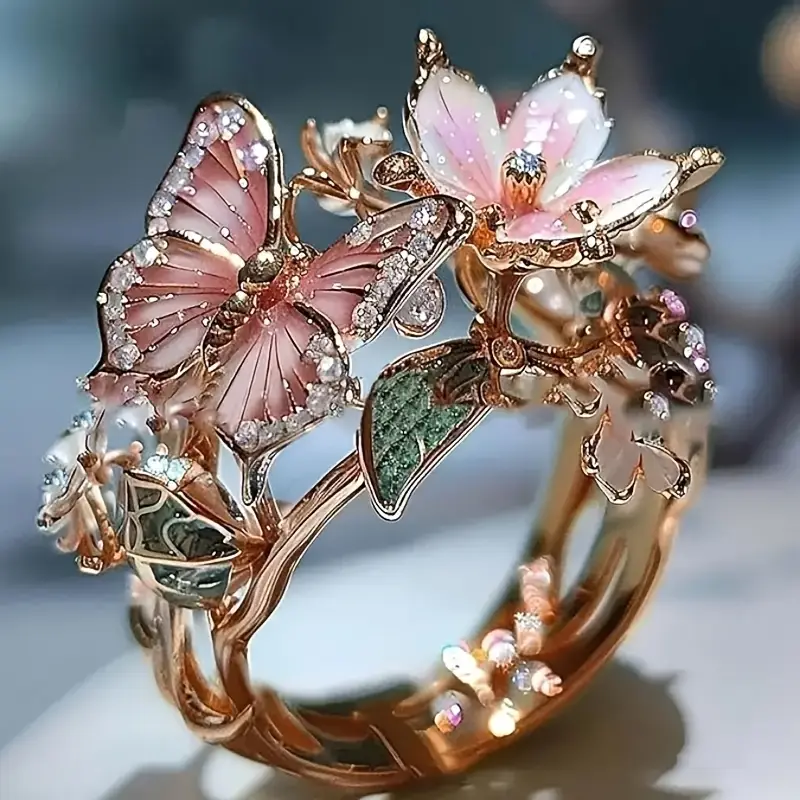 Nature Bright Butterfly Shaped Zirconia Ring