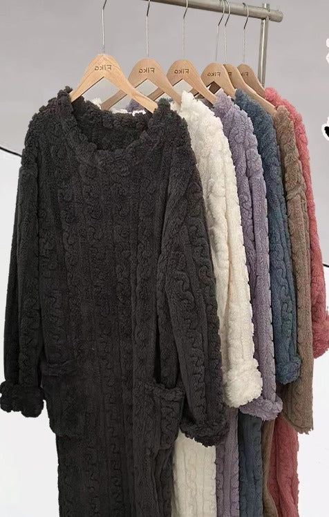 Oravienna - Ultra-Soft Jacquard Fleece Winter Dress