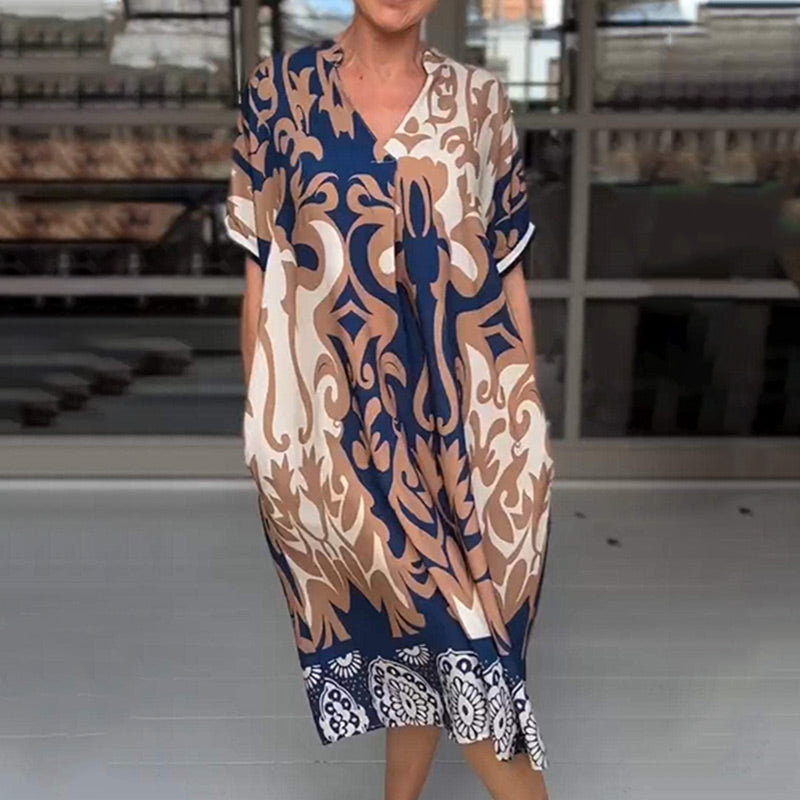 Bente - Elegant Printed Loose Midi Dress