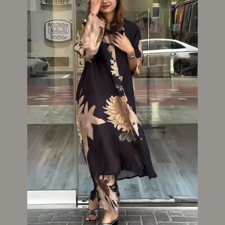 Clarice - Women's 2-Piece Flowy Shirt Dress