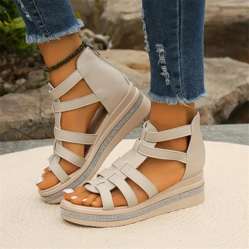 Amira - Rhinestone Wedge Heel Sandals