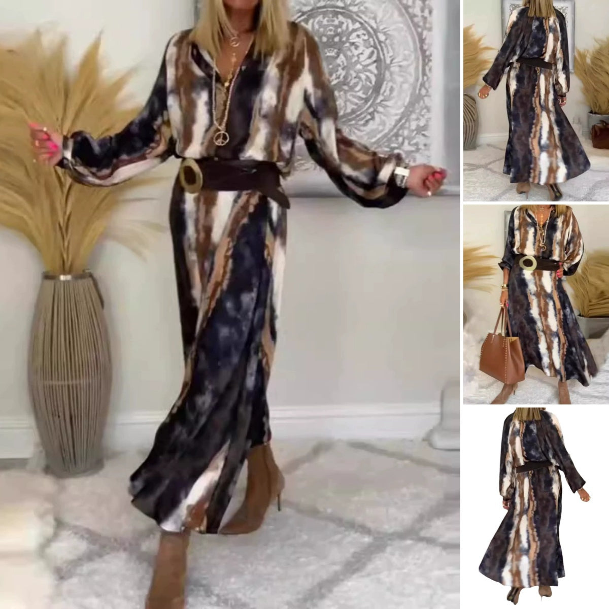 Selma - Elegant Tie &amp; Dye Long Dress