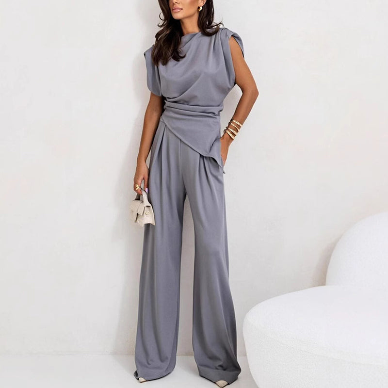 Alya - Women's Elegant Solid Two Piece Set