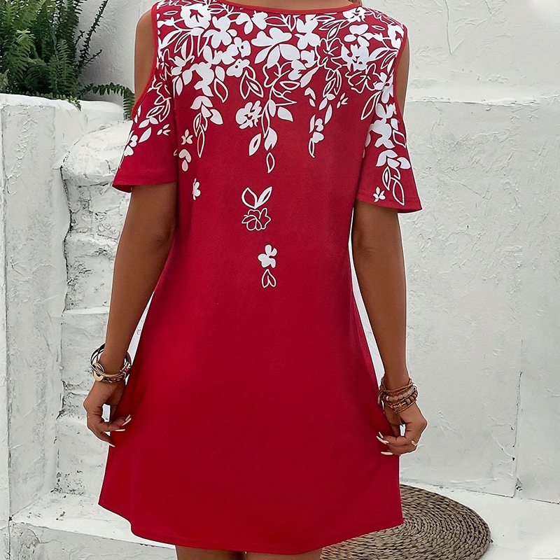 Elanora - Floral Print Strappy Dress with Cutout Sleeves