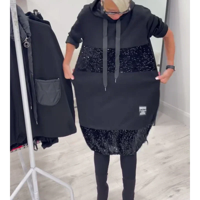 Paviyana - Modern Hooded Dress with Sequins