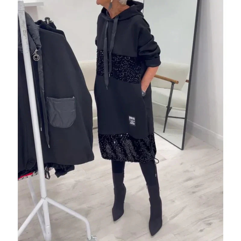 Paviyana - Modern Hooded Dress with Sequins