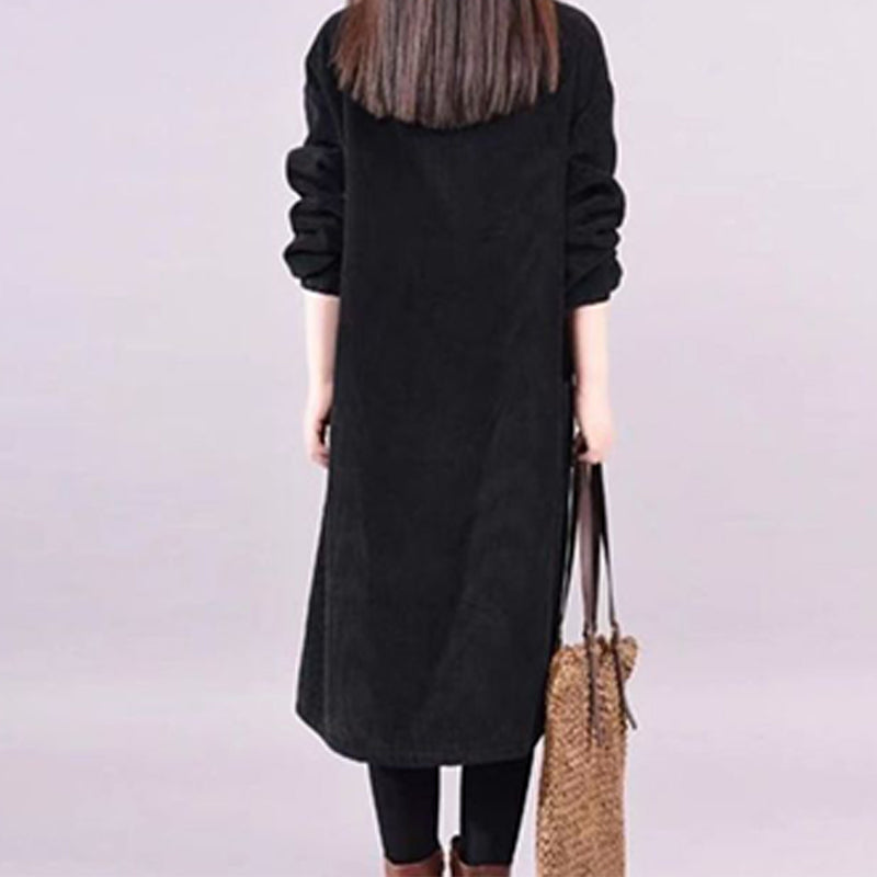 Lunavellia - Women's High Neck Corduroy Maxi Dress