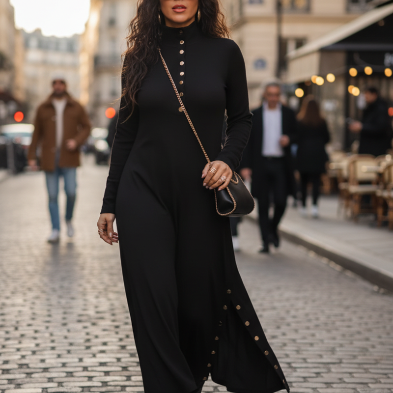 Noralissae - Chic Button-Down Maxi Dress