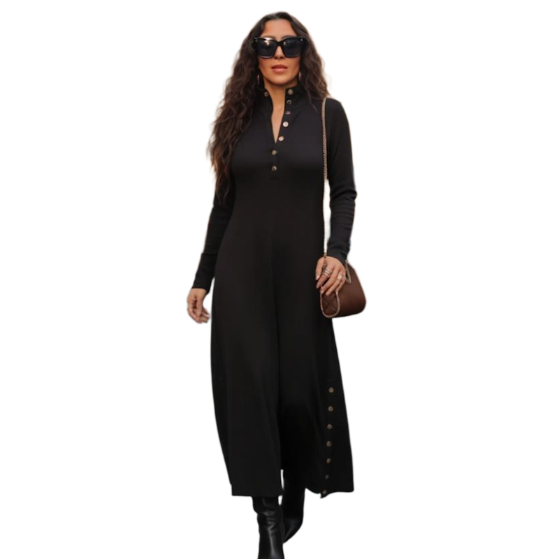 Noralissae - Chic Button-Down Maxi Dress